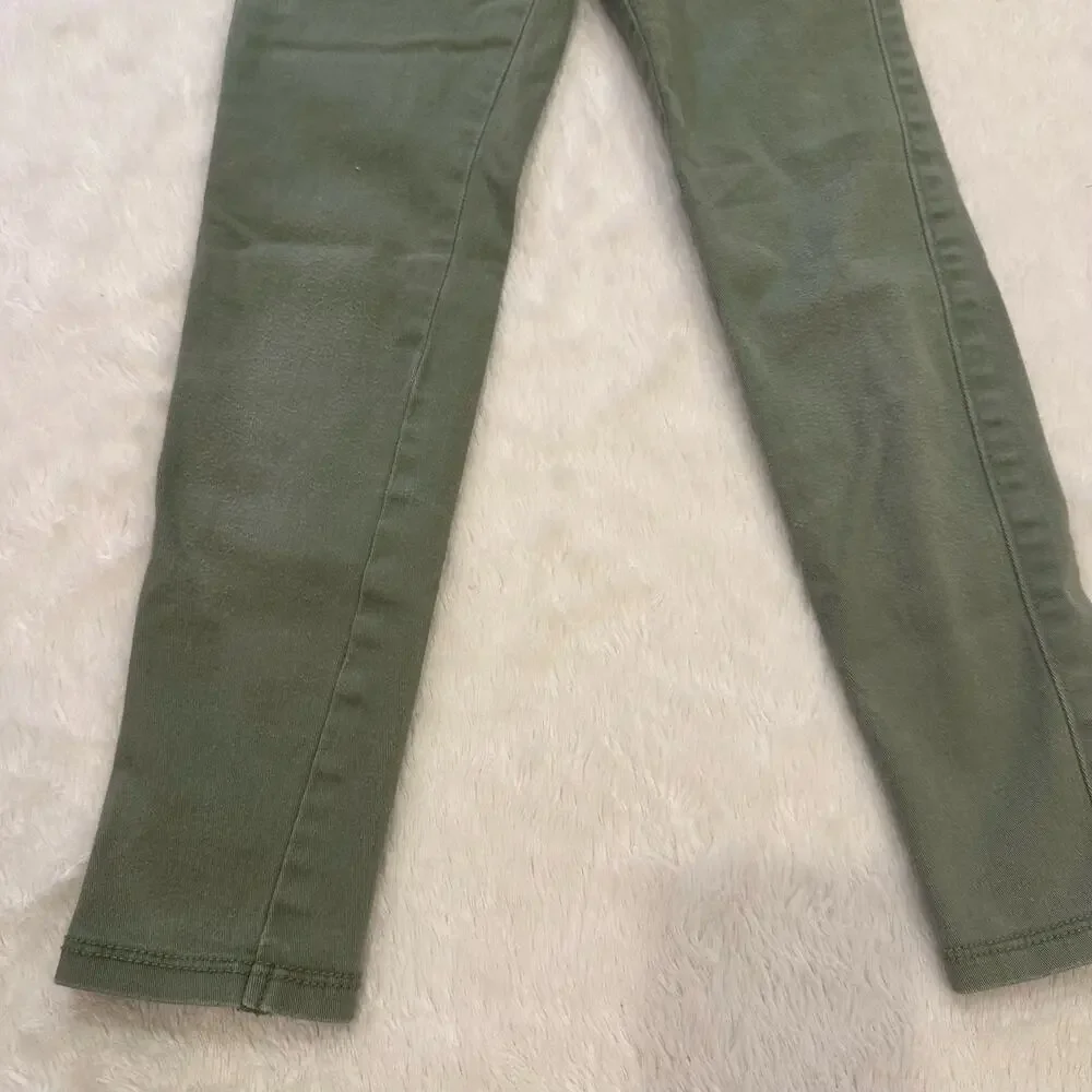 Girls Old Navy Army Green Rock Star Jeans sz 6 adjustable waist tabs